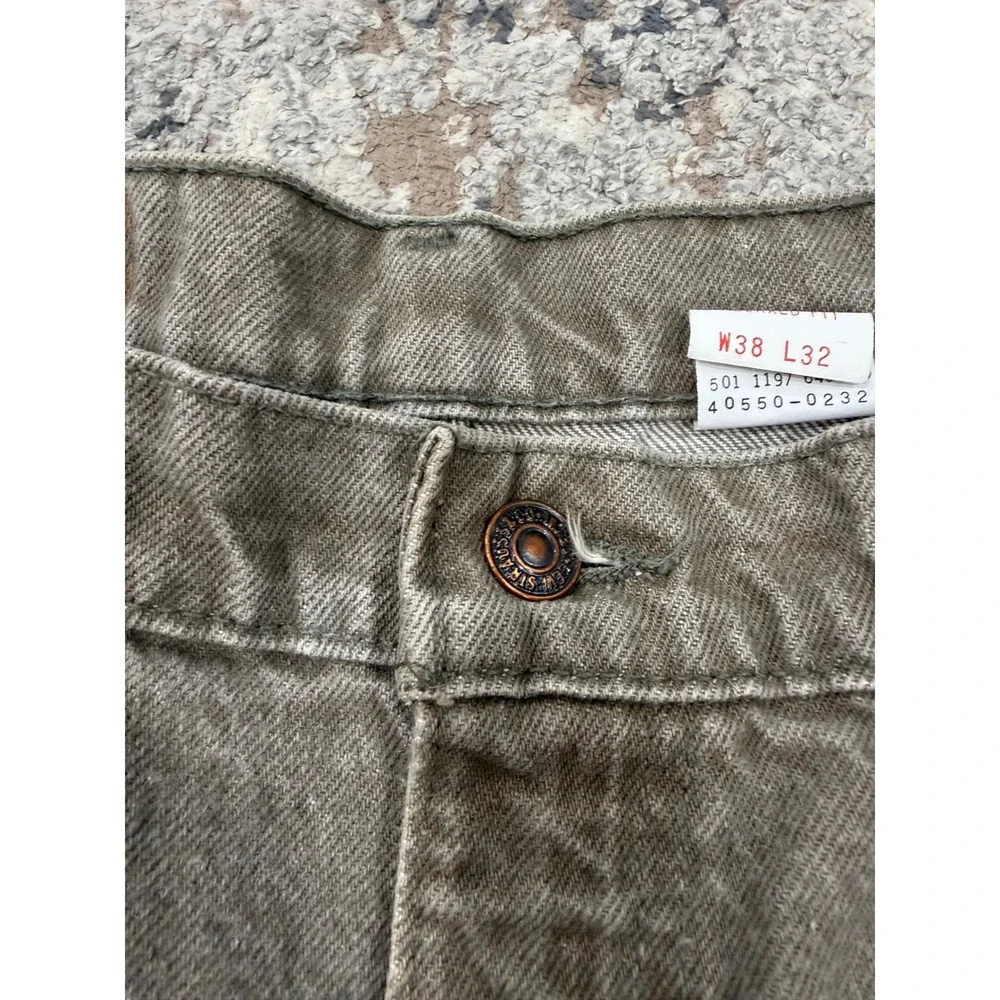 Vintage Levis‎ 550 Relaxed Fit Jeans Mens 38x32 Olive Brown Faded Denim USA 1997